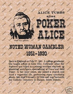 ALICE TUBBS AKA POKER ALICE OLD WEST POSTER Texas hold em casino gambling 103 - Picture 1 of 1