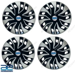 4 Pièces Neuf Moyeu Roue Capuchons Housse Plastique Argenté Noir 14 " Universel - Photo 1 sur 2