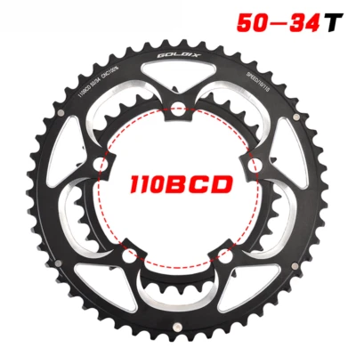 50T/34T 110BCD Chainring Road Bicycle Chainwheel Plate Double Round Chainring - Image 1 of 4