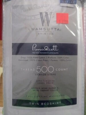 Wamsutta 500-Thread-Count PimaCott Damask Twin Bed Skirt Taupe New - Image 1 of 4