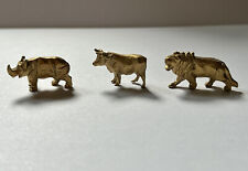 Chinese Gold Tone Figure Scholars Scroll Weight Lion Rhinoceros Cow