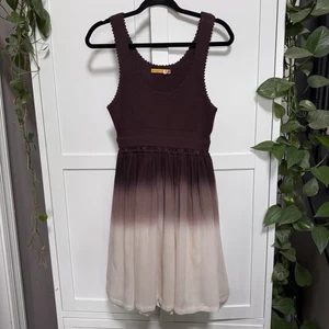 Vestido Alice+Olivia Talla Mediana Marrón Tejido Ombre Solero Boho Vacaciones Seda - Imagen 1 de 14