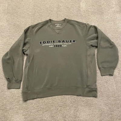 Sudadera Eddie Bauer Para Hombre Grande Alta Verde Cuello Redondo Pullover Logo Exterior Caminata Foto 1 de 4