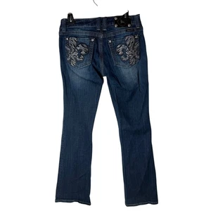 Miss Me Easy Boot Jeans Fleur De Lis Rhinestone Embellished Denim Womens Size 28 - Picture 1 of 15