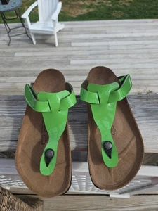 Birkenstock Gizeh Sandalen Damen Größe 39 US 8 Limettengrün Klettverschluss - Bild 1 von 6