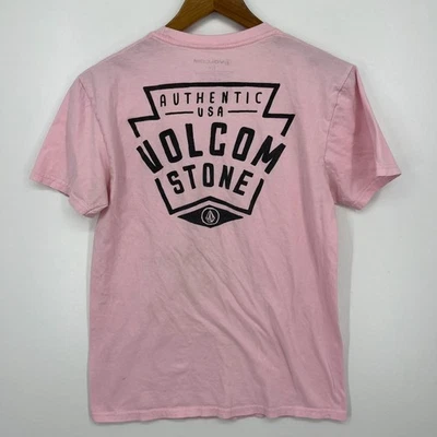 Volcom T-Shirt Men's Size S Pink Stone Logo Short Sleeve Crew Neck - Image 1 of 4
