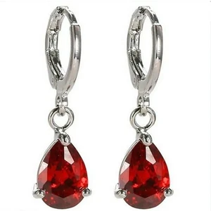 Fashionable Cubic Zircon Stone Waterdrop Cutout Dangle Hinged Earrings - Picture 1 of 11