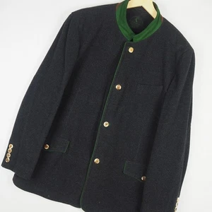 Steinbock Tyrol Austria Traditional Costume Wool Cashmere Coat Men 46 Grey Horn - Picture 1 of 13