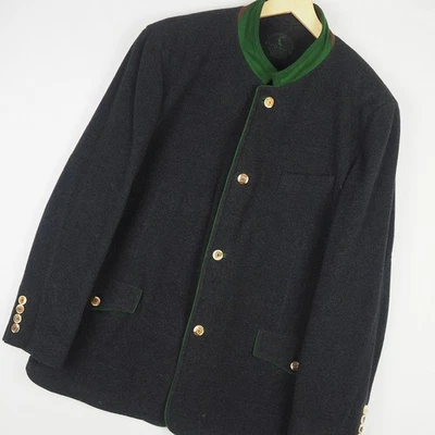 Steinbock Tyrol Austria Traditional Costume Wool Cashmere Coat Men 46 Grey Horn - Image 1 of 4