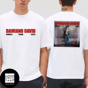 Damiano David World Tour 2025 Tour Dates Fan Gifts Two Sides Classic T-Shirt - Picture 1 of 3