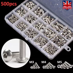 500Pcs Assorted M3 M4 M5 Stainless Steel Hex Screws & Socket Bolts and Nuts Tool - Picture 1 of 12