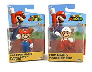 Juego de 2 nuevas figuras de acción Super Mario Raccoon & Fire Mario 2,5" nuevas en paquete - Imagen 1 de 4