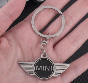 Mini Keychain Gift – Alloy Metal Black Silver Key Ring for Unisex With Red Pouch - Picture 1 of 9