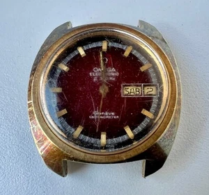 Reloj Omega Geneve Electrónico F300hz Hombre Cuarzo 198.031 Vintage Esfera Vino Tinto - Imagen 1 de 7