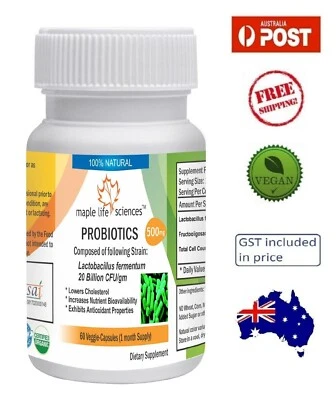 Probiotic Lactobacillus Fermentum 20 Billion CFU/gm Capsules - 500mg - AU Stock - image 1 of 3