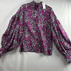 Camicia floreale Celmia Collection 3XL finta manica gonfia collo modesto top NUOVA - Foto 1 di 13