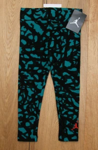 Air Jordan Girls Elephant Print Leggings ~ Black, Green & Orange ~ Jumpman ~ - Picture 1 of 2