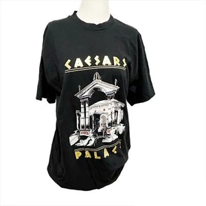 VINTAGE 90s Caesar's Palace Las Vegas Black Gold Souvenir T-Shirt Large - Picture 1 of 9