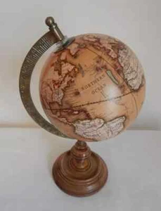 World Globe Atlas ornamento su base legno metallo arco mensola girevole sitter 3 stili - Foto 1 di 33