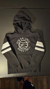 New Balance Basketball Pullover Hoodie Sweatshirt Youth M Black Thick Flocked - Picture 1 of 10