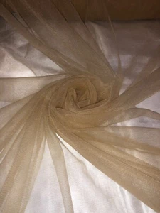 1 Mtr Beige Gold Soft Non Stretch Tulle Lace Net Fabric175cm wide Dress Mesh - Picture 1 of 5