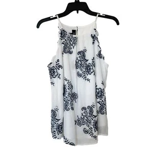 BCX bestickt Neckholder Top gefüttert blau weiß Größe Medium - Bild 1 von 9
