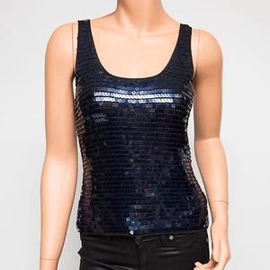 Worth Blue Sequined Evening Scoop Neck Tank $498 - Picture 1 of 8