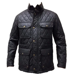 Coach 83740 Men's Waxed Quilted Wyatt Field Jacket Utility Coat Dark Brown