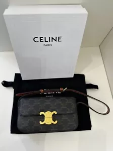 CELINE Triomphe Shoulder Bag Tan Canvas - Picture 1 of 11