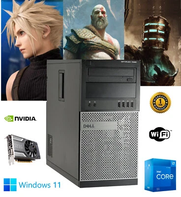 Dell Gaming Tower PC QUAD CORE i7 NVIDIA GTX 1060, SSD + 1TB, 16GB RAM, WIN11 - Image 1 of 4