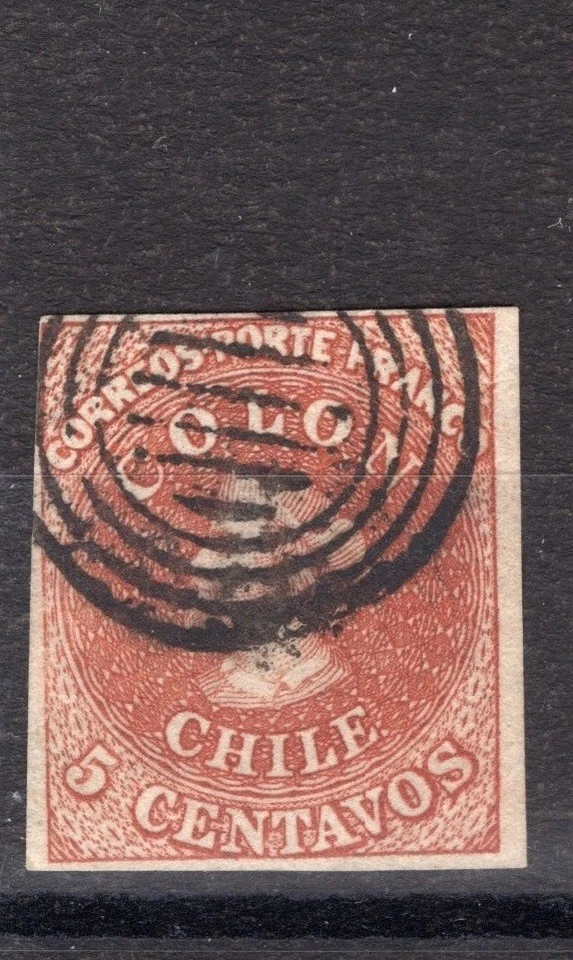 CHILE 1854 Desmadryl Sc.3 4 margins NO flaws X - Image 1 of 1