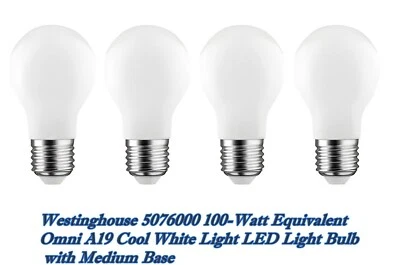 100-Watt Equivalent Omni A19 Cool White Light LED Light Bulb Med Base (4-Pack) - Image 1 of 4