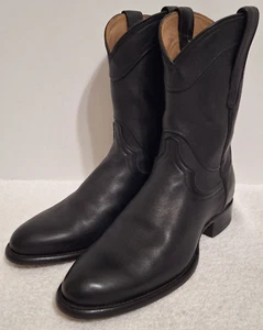 Tecovas The Earl Roper Boots Midnight Black Leather Boots 1002 Men's Size 8 D - Picture 1 of 13