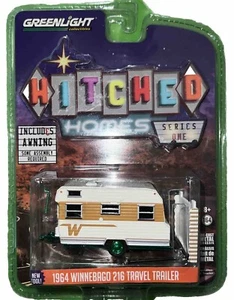 GL 🔥💥GREEN MACHINE 💥🔥1:64 HITCHED HOMES 1964 WINNEBAGO 216 TRAVEL TRAILER - Picture 1 of 3