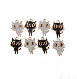 20 PIEZAS Esmalte Halloween Negro/Blanco Gato Dijes Animal Colgante Joyería Hágalo usted mismo - Imagen 1 de 9