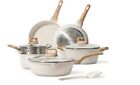CAROTE Pots and Pans Set Nonstick, White Granite Induction Kitchen Cookware Sets