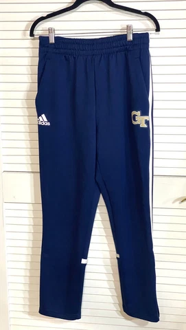 Georgia Tech Yellow Jackets Adidas Mens Pants Medium Navy EUC Zip Ankle Cover