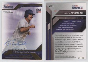2009 TRISTAR Prospects Plus Gold Auto /50 Tim Wheeler #26 Auto