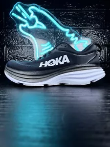 Hoka One One Bondi 8 Weite Damen-Laufschuhe Fitnessstudio Trainingsschuhe Turnschuhe schwarz – 9 - Bild 1 von 6