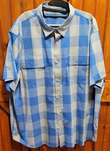Woolrich Shirt Mens 2XL Blue Gray Plaid Performance Stretch Button Up Lumberjack - Picture 1 of 11