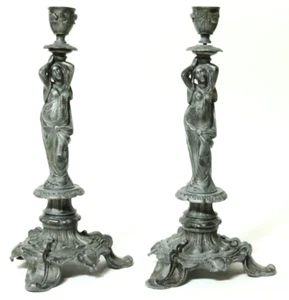 2 alte Kerzenleuchter Figuren Kerzenständer Kerzenhalter Kerzen Leuchter Paar 28 - Picture 1 of 23