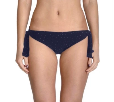 NUEVO CON ETIQUETAS $72 PANTALONES DE BIKINI SEAFOLLY ANTHROPOLOGIE "HARLOW" AZUL MARINO LUNARES EE. UU. 4 Foto 1 de 4