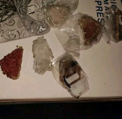 7 Various Mounted Crystal Pendants In Black Velvet Carry Bag - Image 1 of 4