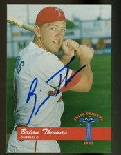 1995 Tulsa Drillers BRIAN THOMAS Signed Card autograph RANGERS texas a&m AGGIES