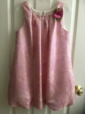 Vestido brocado hecho a mano sin mangas con dobladillo hinchado, rosa/lavanda, talla niña 10 Foto 1 de 4