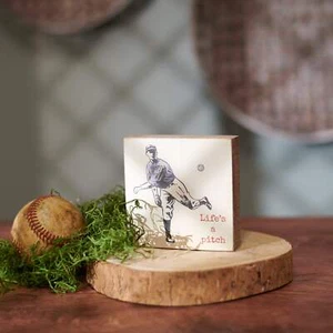 Wood Block Sign - Life's A Pitch - Picture 1 of 3