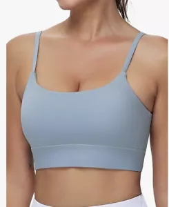 THE GYM PEOPLE Women's Adjustable Sports Bra Padded Wireless Denim Blue Size M - Picture 1 of 4