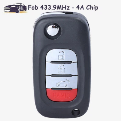 Flip Remote Car Key Fob 3+1 4 Button 433MHz 4A Chip for Smart Fortwo 453 Forfour - Image 1 of 4