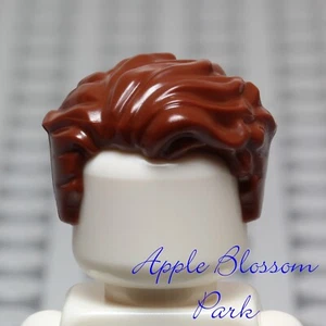 NEW Lego Minifig Combed back Wavy BROWN HAIR - Male Boy Head Gear w/Side Part - Picture 1 of 4