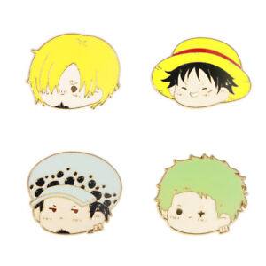 Anime One Piece Luffy Zoro Sanji Law Cute Cartoon Metal Enamel Badge Brooch Pin